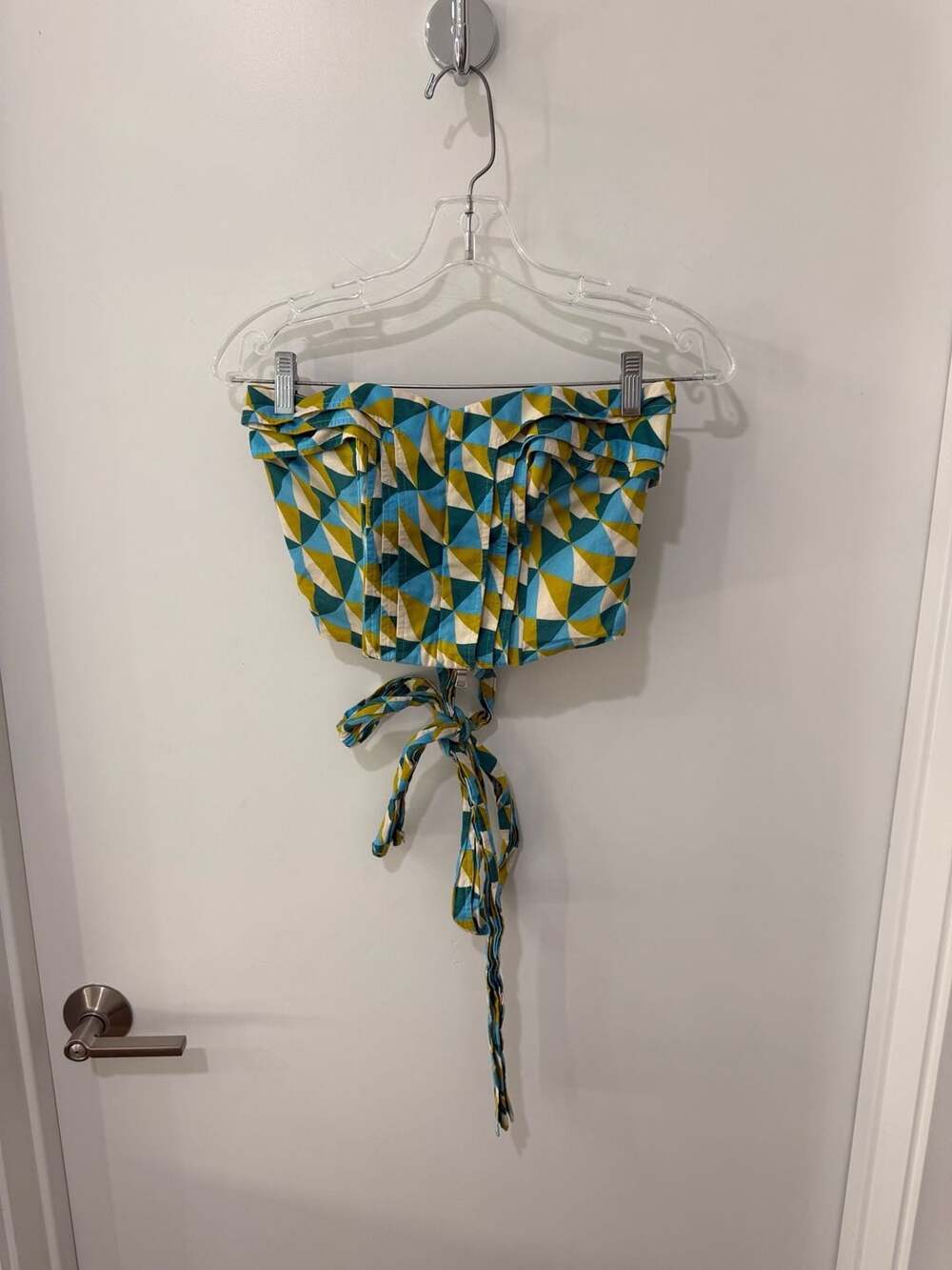 Marissa Webb Collective Geometric Print Tie-Back Corset Crop Top